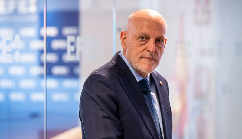 Javier Tebas, presidente de LaLiga, durante la entrevista con EFE.