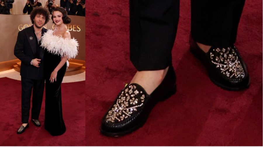 Benny Blanco y sus zapatillas de diseño salvadoreño en los Golden Globes