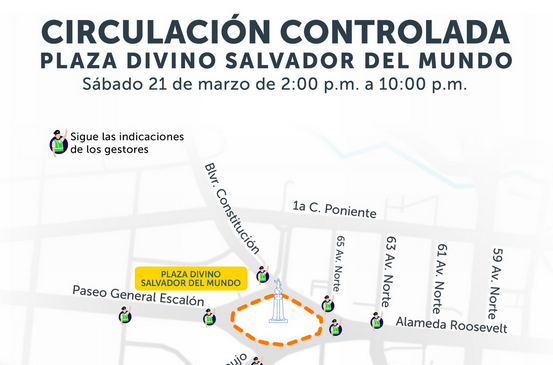 VMT informa sobre restricciones en circulación en Salvador del Mundo y Diagonal Universitaria